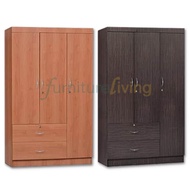 Furniture Living Solid Plywood 3 Doors Wardrobe Soft closing door cupboard  (Cherry/Walnut)