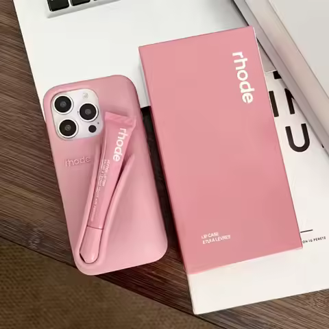 Stylish Rhode Lip Gloss Holder Case for iPhone 11-17 Pro Max Air, Sleek Anti‑Drop Silicone Trendy Fa