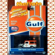 JOHNNY LIGHTNING 1980 TOYOTA LAND CRUISER GULF MIJO WHITE ORANGE FJ40 WHITE ORANGE ORANGE ORANGE ORA