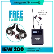 PROMO- RECORDING TECH IEW-200 IEW200 WIRELESS STEREO IEM IN EAR MONITOR UHF