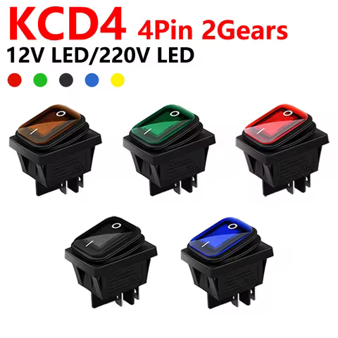 KCD4 Switch Heavy Duty 16A 250VAC 30x22mm Waterproof Rocker Push Switch T85 IP65 4pin DPDT Switch ON