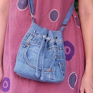 Jeans Bucket Bag - Handmade Denim Bag - Women Cloth Bag - Beg Kain Jean