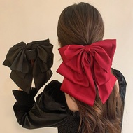 Beautiful Elegant Black Ribbon Satin Big Bow Knot Clip Head Hairpin Hairclips Headwear Hair Accessor