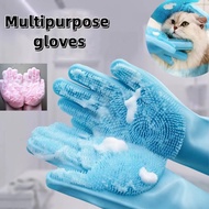 1 Pair Soft Silicone Pet Cat Shower Gloves Anti Scratch Pet Dog Cat Bathing Glove Brush Gentle Grooming Glove Hair Deshedding Brush