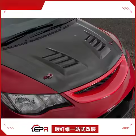 For Honda 8th Gen Civic FD2 - Carbon Fiber JS Front Grille (Replacement/Front Face Modification)
