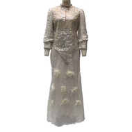 IBUY 💗2025 V-Neck Feather Design Evening Dress with Gold Detailing