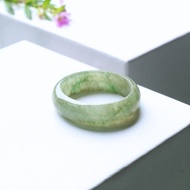 Genuine Green Burmese Jade Ring Glass Texture Size 69 mm Plain Shape