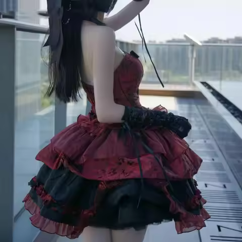 Gothic Lolita Skirt 3 Piece Set Women Harajuku Y2k Victorian Bow Japanese Punk Slim Bandage Sweet Ou