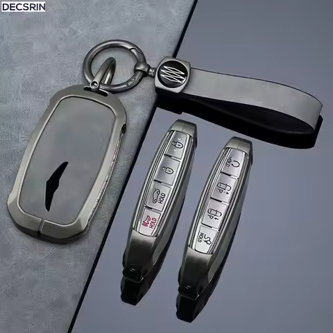 2025 New Zinc Alloy+Leather Car Key Case Cover Shell Fob For Genesis G80 2023 2024 2025 G70 G90 G90R