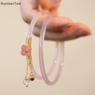 NumberTow 2Pcs/Set Retro Jade Jingle Butterfly Jelly Color Bangles Retro Simple Glass Bracelet For Women Chinese Style Jewelry Gifts PH