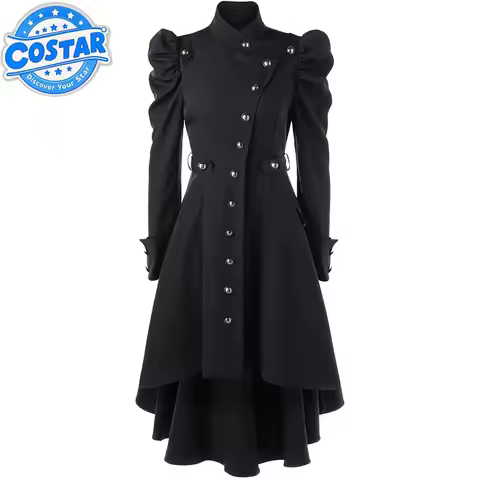 Medieval British Style Long Women's Coat Stand-up Collar Slim Jacket Cosplay Costumes Halloween Outf