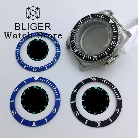 BLIGER 38mm Super Blue Green Luminous High Quality Ceramic Bezel insert Fit 40mm For Submarine Watch
