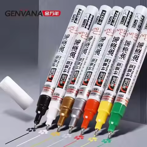 0.7mm Industrial Paint Marker 7 Colors - Ultra-Fine Oil-Based Ink for Metal/Plastic, Waterproof & Hi
