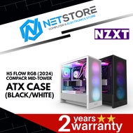 NZXT H5 Flow RGB (2024) Compact Mid-Tower ATX Case with RGB Fans (BLACK/WHITE)