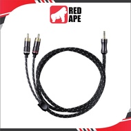 FiiO LR-3.5A, 3.5mm to Dual RCA Audio Cable: 3.5mm Male to Dual RCA Male Analog Audio Cable (1Mtr, L