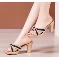 HIGH QUALITY 7f striped cross-strap high heel sandals H113