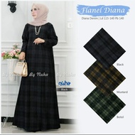 gamis wanita jumbo flanel diana mat diana denim adem tebal melar