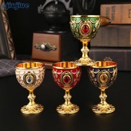 cc 2Pcs 30ml Metal Wine Glass Decoration Drinkware Medieval Goblet Drinking Glass Embossed Wine Drin