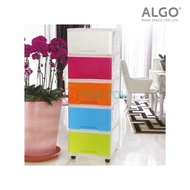 [SG Stock] ALGO Jumbo Storage Stocker Home Organizer Drawer 5 Tier with Wheels