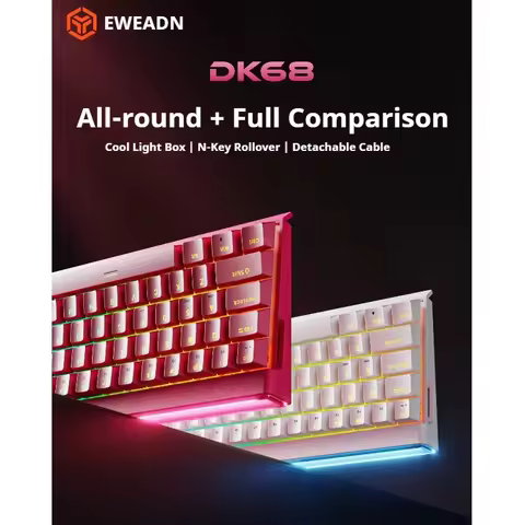 New Eweadn Dk68 Magnetic Axis Mechanical Keyboard Wireless Wired Rgb 3d Light Box High Performance F