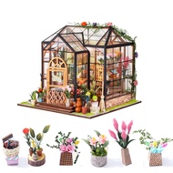 DIY Miniature Doll House Kit, Miniature House Kit 1:24 Scale, Jenny Greenhouse Flower Shop with LED