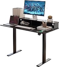 Our Modern Space 2-Tier Height Adjustable 45" Electric Standing Desk - Upgraded Ultra Durable Home Office Large Rectangular Computer Table or Laptop Sit Stand Workstation - Black