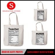 Teacher Nurse Sister Canvas Shoulder Tote Bag Katsa Gift Giveaway Souvenir