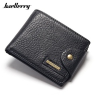 {Yuyu Bag} แบรนด์ Baellerry Vintage Designer Rfid Men Wallets Card Holder Coin Pocket Short Wallet Male Man Purses Black Brown Small Purse