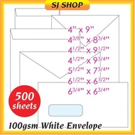 White Envelope | 4x9 4x8 5x7 6x6 | Square Envelope | Letter Envelope | Greeting Envelope | Sampul Su