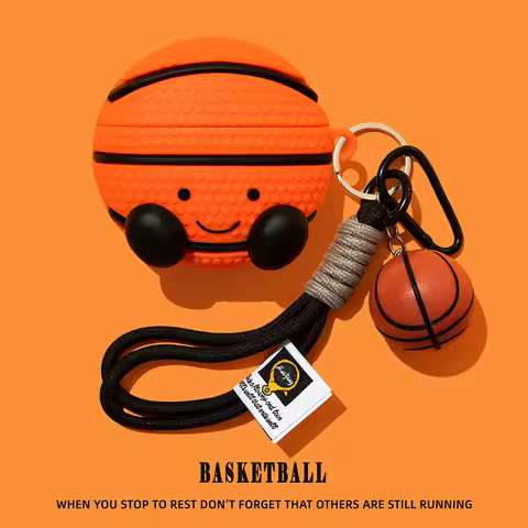 Cartoon Basketball Case for AirPods 4 Airpod 1 2 3 Pro Pro2 Bluetooth Earbuds Charging Box Protectiv