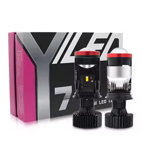 Y7D LED H4 Projector Lens Canbus Fan Mini Lens 6000K White High Low Beam Super Bright Automobile Hea