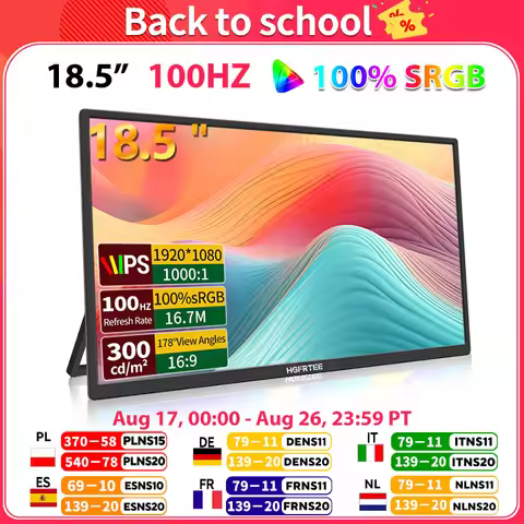 HGFRTEE 18.5inch 100Hz Portable Monitor With VESA Hole Stand PC Gaming Extended Display ADS-IPS Larg