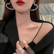Exaggerated Big Heart Earrings ins Style Exaggerated Full Diamond Earrings Unique Earrings Matching 
