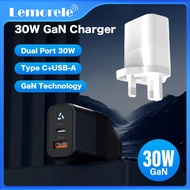 Lemorele 30W/65W GaN Charger Plug USB-A TYPE C PD Phone Super Quick Fast Charging Head Power Adapter