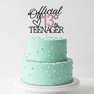 1pc Official 13th Birthday Cake Topper, Pink Glitter Birthday Cake Decoration, 13th Birthday Party S
