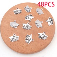 TEMU 48 ชิ้น 2026 Phd Bachelor Cap Charm จี้รูปหมวกที่สำเร็จการศึกษา พวงข้อมือ/สร้อยคอโลหะผสมสังกะสี
