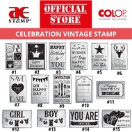 [Ready Stock] Wooden Vintage Celebration Art Stamp | Vintage Scrapbook Materials Wood Stamp DIY craft wooden stamps