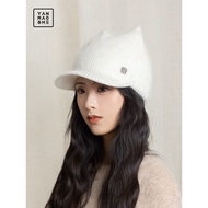 Research Hat Club Square Label Civet Cat Ears Wool Knitted Peaked Cap Warm Hat Women Loose Winter Ha