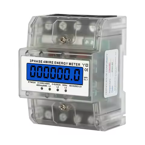3Phase 4 Wire Energy Meter 220/380V Energy Consumption kWh Meter Installation Home Digital Electric 