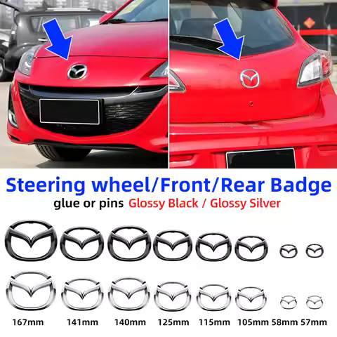 1pcs Car rear boot badge front hood trunk Emblem Steering Wheel Sticker For Mazda 3 6 Atenza CX3 CX5