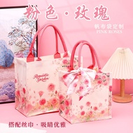 Canvas Bag Fashion Rose Canvas Bag Magnetic Buckle Closure/Canvas Bag/Canvas Bag/Magnetic Buckle Can
