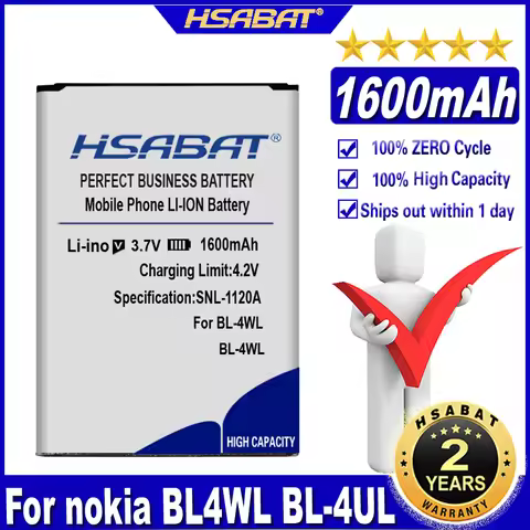HSABAT BL-4UL BL-4WL BL-4XL 1600mAh~2000mAh Battery for Nokia BL-4XL BL4XL BL-4WL BL4WL BL-4UL BL4UL