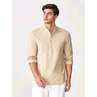 Polo for Men Long Sleeve Chinese Collar 6 Colors 3 Sizes Casual Shirt