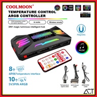 COOLMOON ARGB Music Rhythm Hub (5V 3PIN ARGB+4 Pin PWM) PC Case CPU Fan Controller Remote Light AURA
