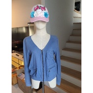 DAPPER Soft Stretch Jacket In Light Denim Color Front Zip Work The Bag Is Practical Second Hand Cond