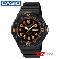 Casio Standard นาฬิกาข้อมือผู้ชาย สายเรซิ่น รุ่น MRW-200H-4BVDF (หน้าส้ม)