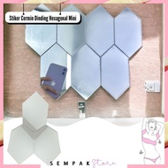 Ss Hexagonal Wall Mirror Sticker Mini Anti-Shatter Hexagon Glass Sticker Paste Mirror Wall Decoration Sticker Acrylic Tempered Glass Mirror Bathroom Toilet Decoration