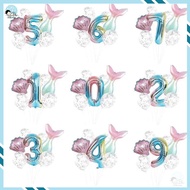 [ Ready Stock  ]7pcs/set Mermaid Birthday Latex Balloon Mermaid Balloon Number Age Balloon