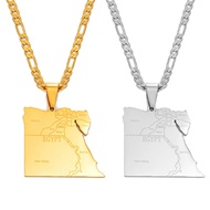 Anniyo Country Egypt Map States Pendant Necklaces for Men Women Gold Color Jewelry Egyptians Maps