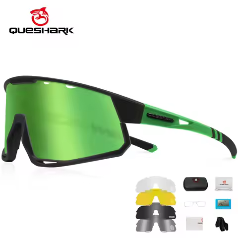 QUESHARK 3 Lens/Set Polarized Cycling Sunglasses MTB Road Bike Goggles Riding Bicycle Sport Eyewear 